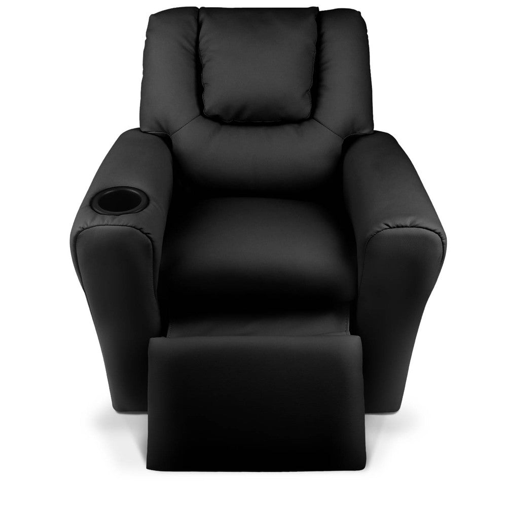 Kids Padded PU Leather Recliner Chair  - Black