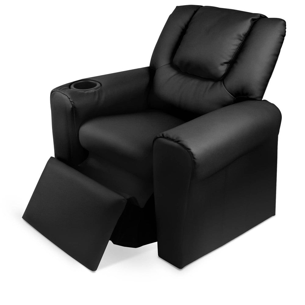 Kids Padded PU Leather Recliner Chair  - Black