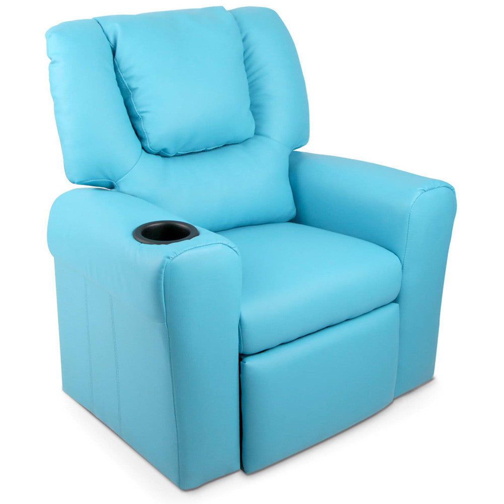 Kids Padded PU Leather Recliner Chair  - Blue