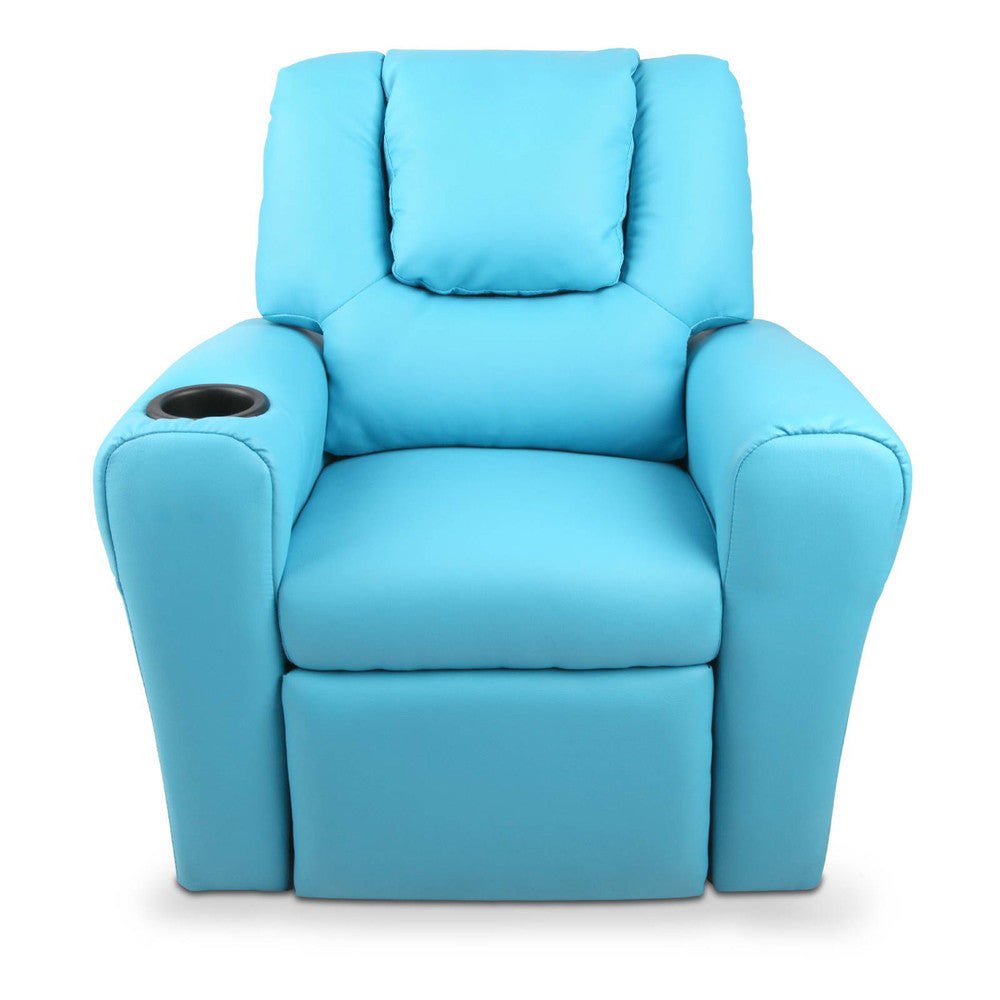 Kids Padded PU Leather Recliner Chair  - Blue