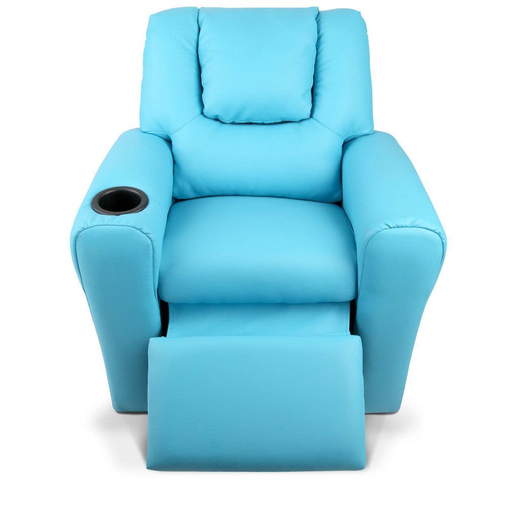 Kids Padded PU Leather Recliner Chair  - Blue