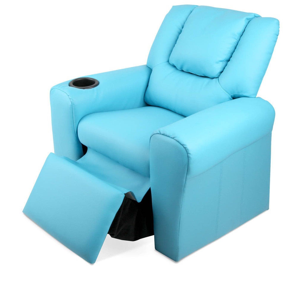 Kids Padded PU Leather Recliner Chair  - Blue