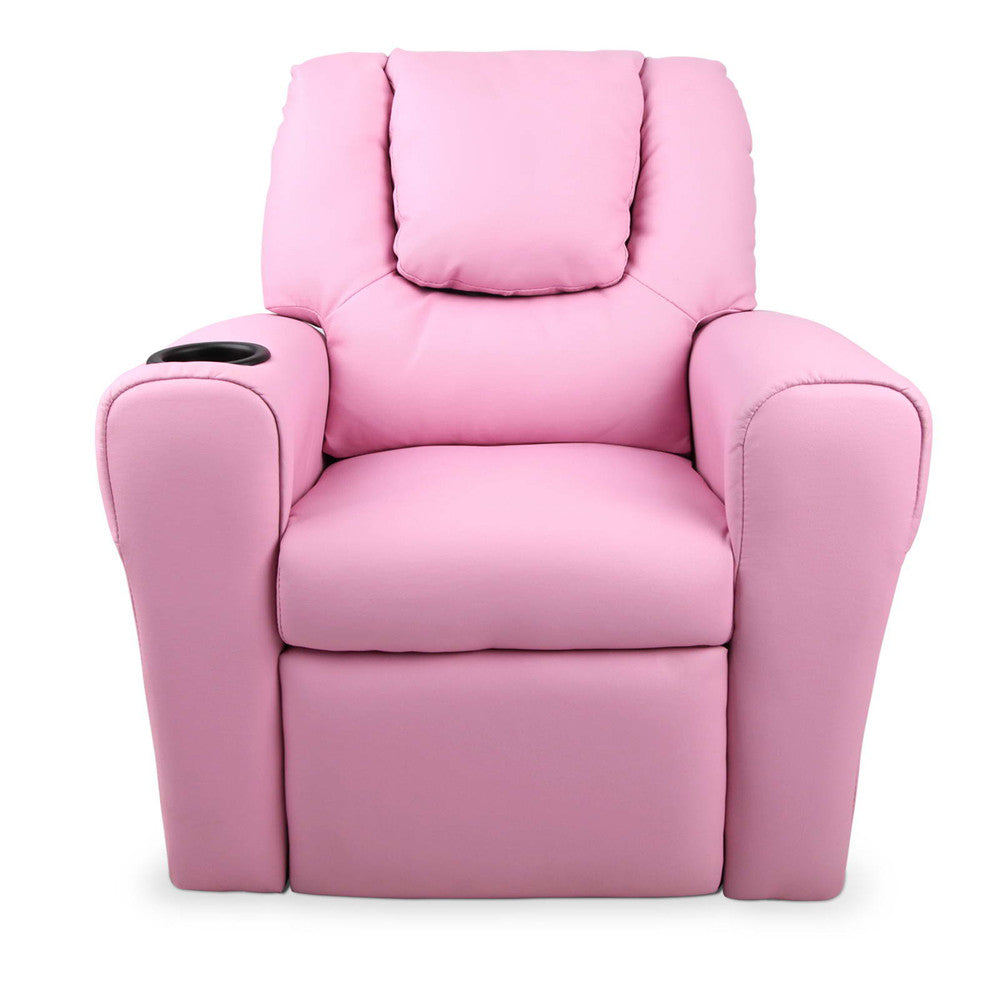 Kids Padded PU Leather Recliner Chair  - Pink