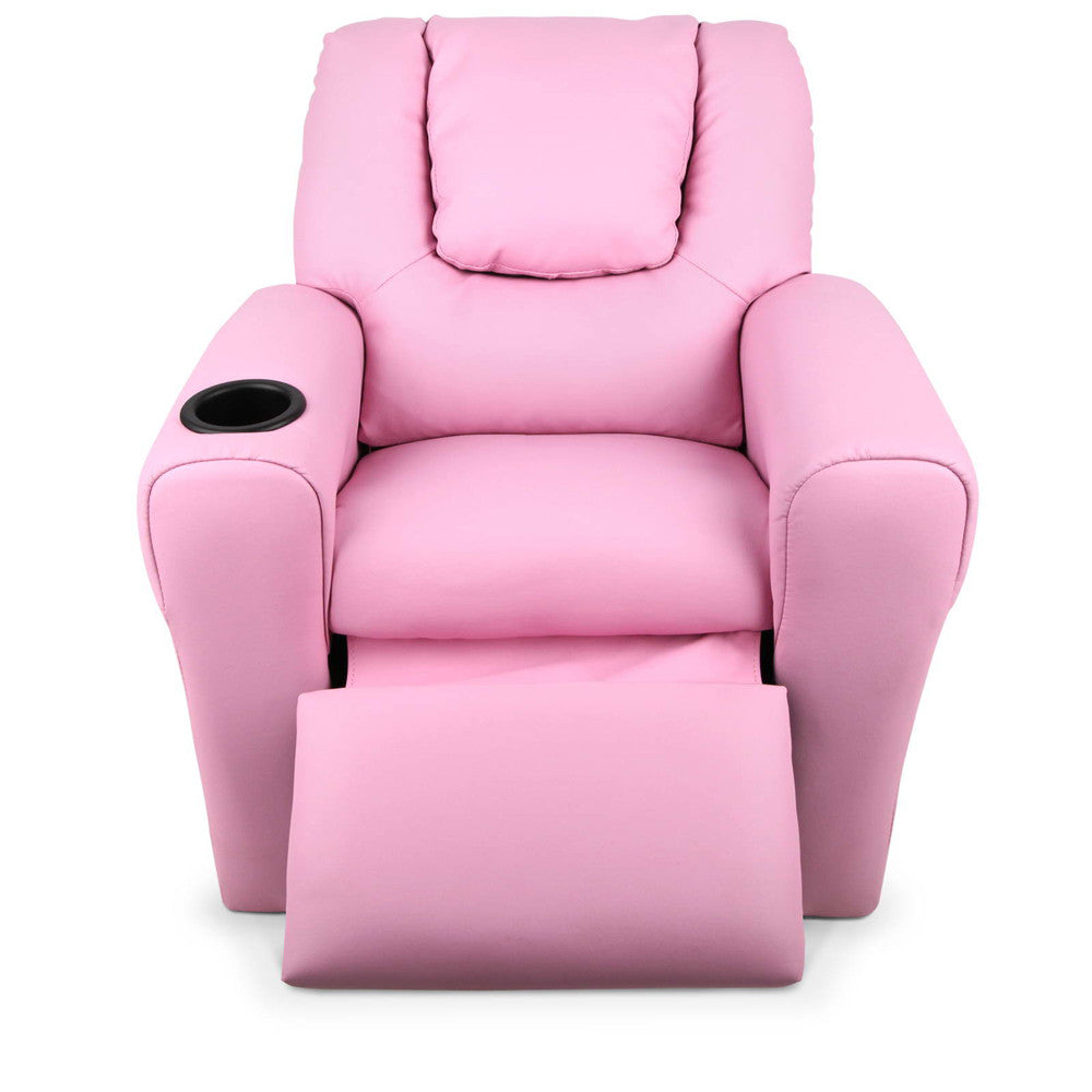 Kids Padded PU Leather Recliner Chair  - Pink