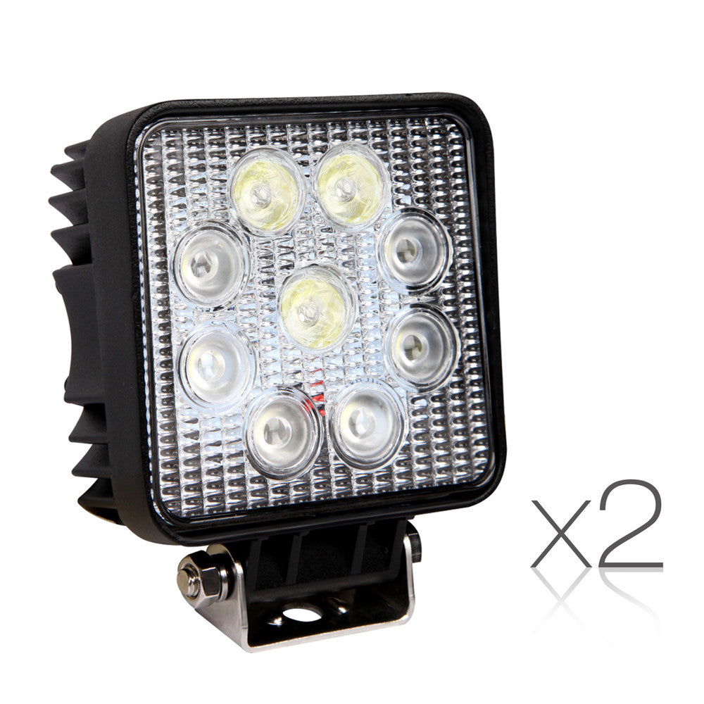 Set of 2 BEAMAX Square LED Work Lamp 27W 