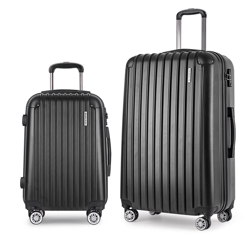 Set of 2 Hard Shell Travel Luggage with TSA Lock - Black