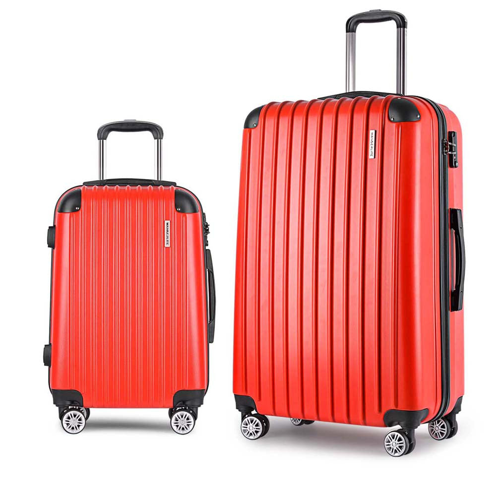 Set of 2 Hard Shell Travel Luggage with TSA Lock - Red 