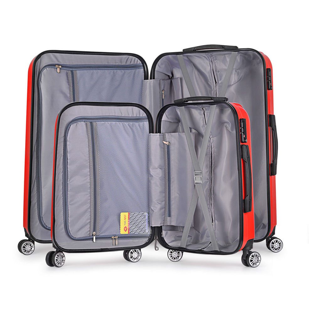 Set of 2 Hard Shell Travel Luggage with TSA Lock - Red