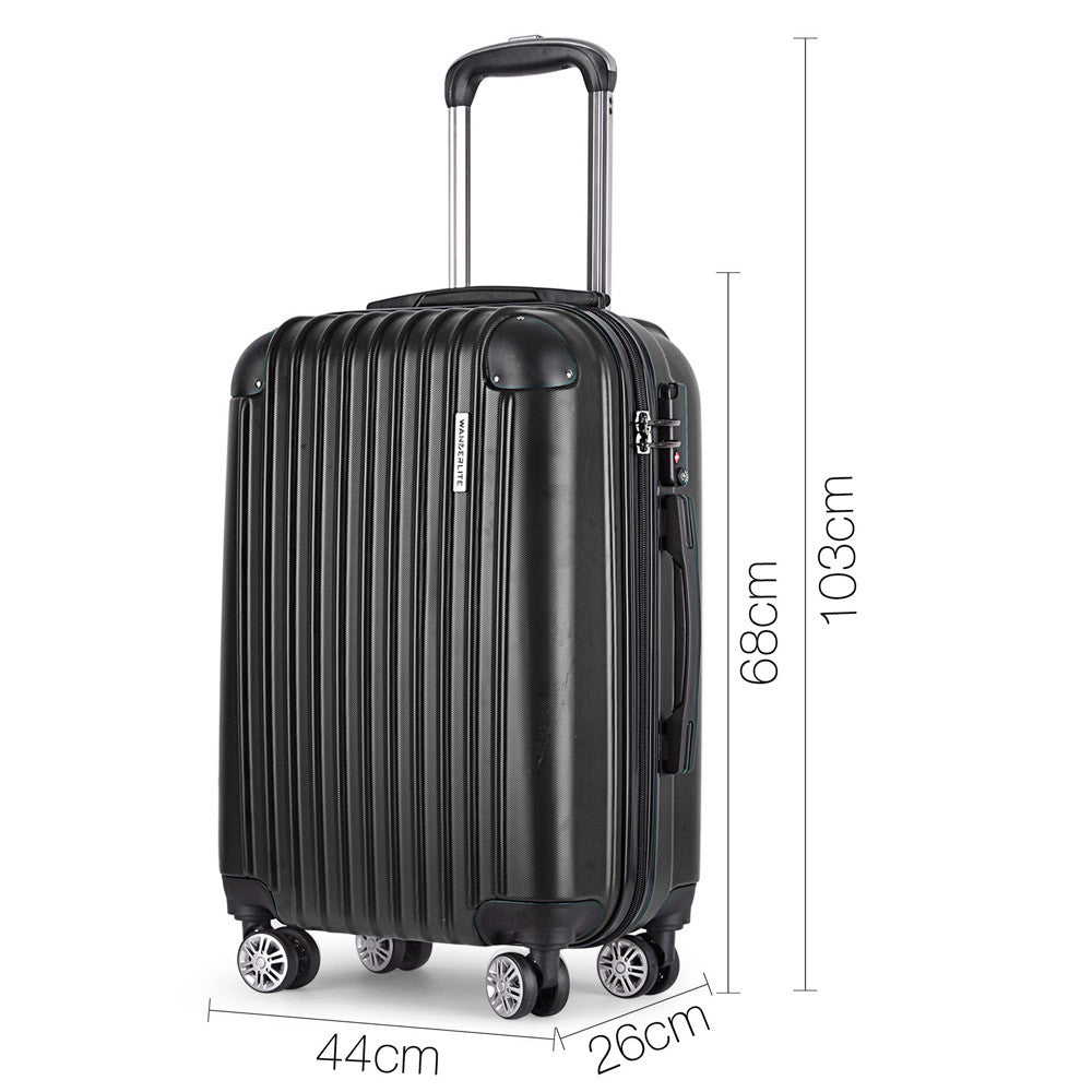 Set of 3 Hard Shell Travel Luggage with TSA Lock - Black