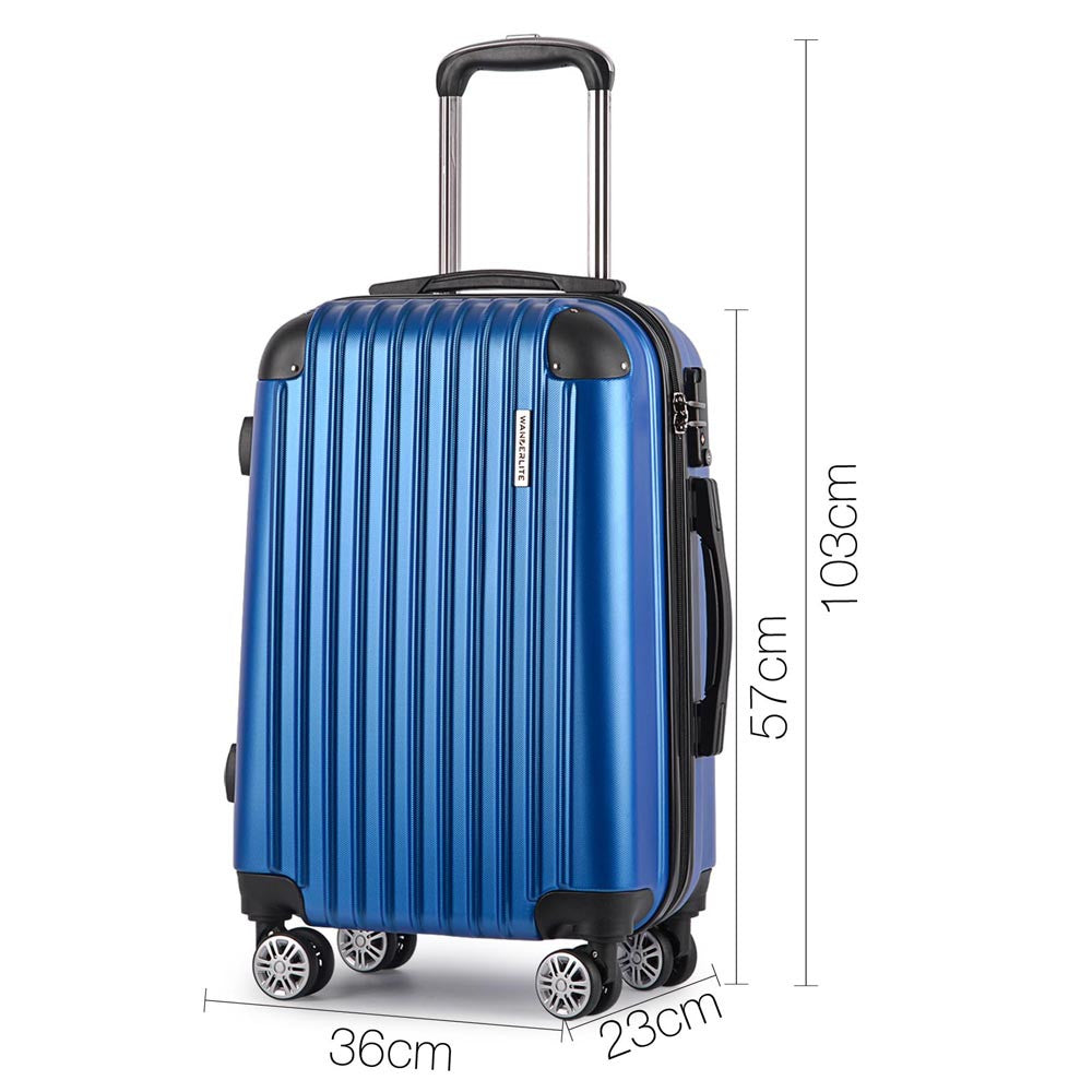 Set of 3 Hard Shell Travel Luggage with TSA Lock - Blue