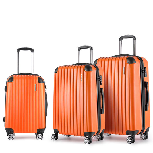 Set of 3 Hard Shell Travel Luggage with TSA Lock - Orange