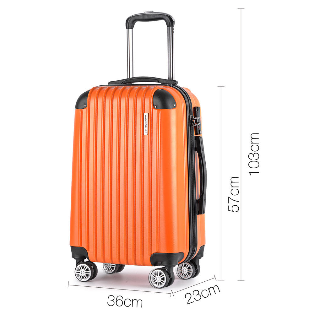 Set of 3 Hard Shell Travel Luggage with TSA Lock - Orange