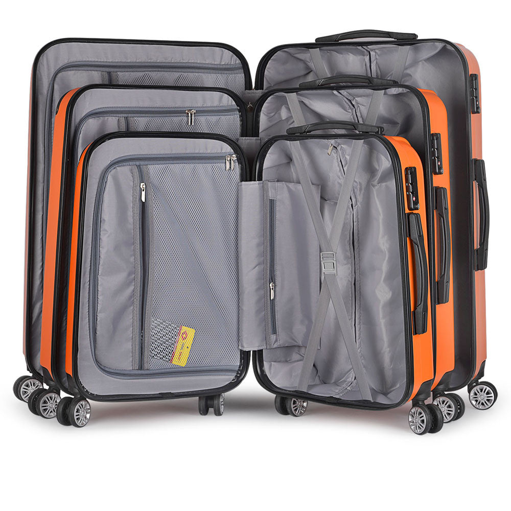 Set of 3 Hard Shell Travel Luggage with TSA Lock - Orange