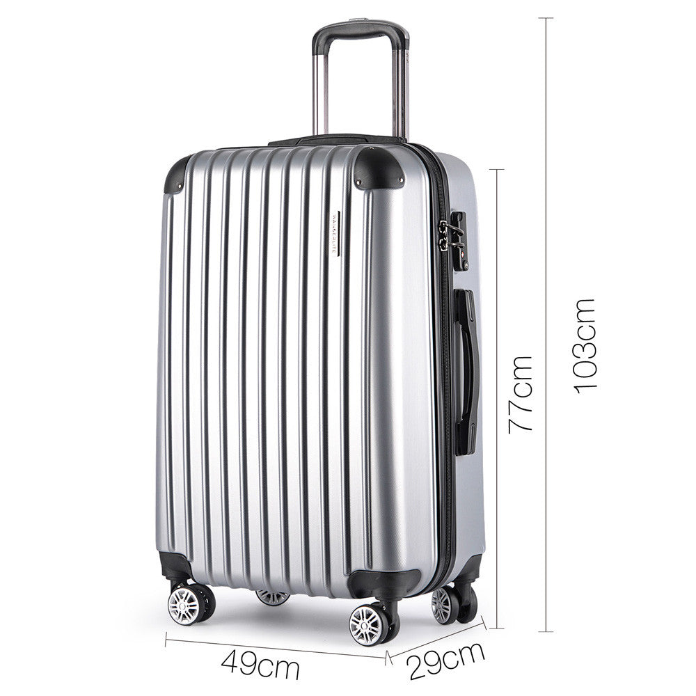 Set of 3 Hard Shell Travel Luggage with TSA Lock - Silver