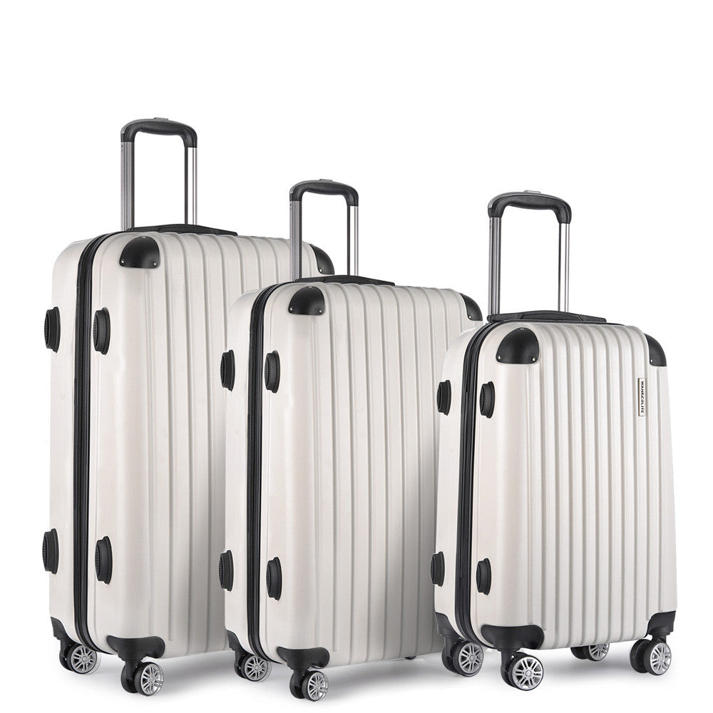 Set of 3 Hard Shell Travel Luggage with TSA Lock - White