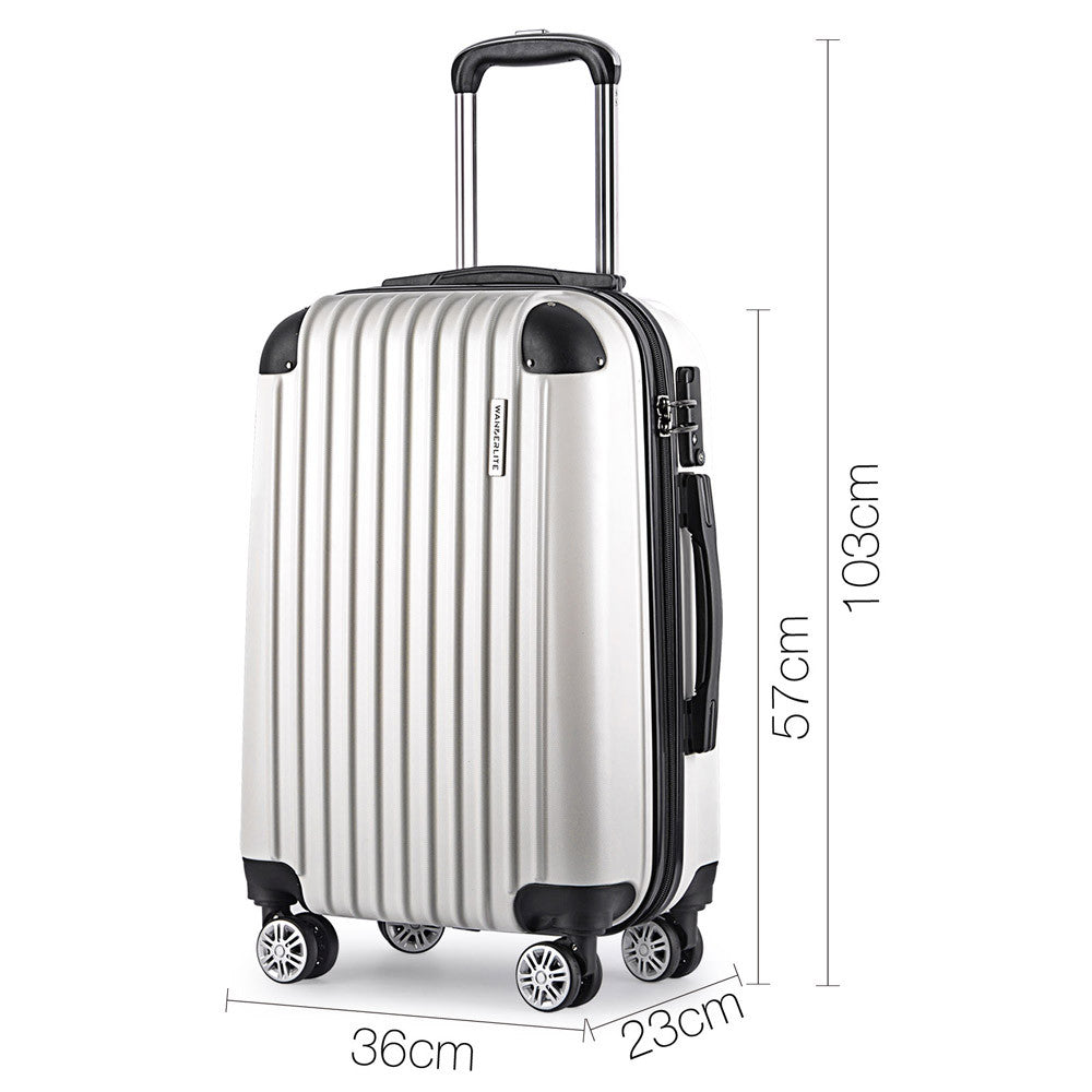 Set of 3 Hard Shell Travel Luggage with TSA Lock - White