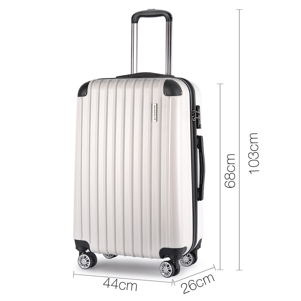 Set of 3 Hard Shell Travel Luggage with TSA Lock - White