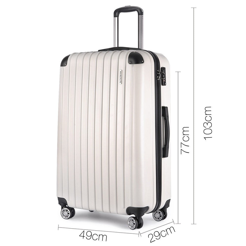 Set of 3 Hard Shell Travel Luggage with TSA Lock - White