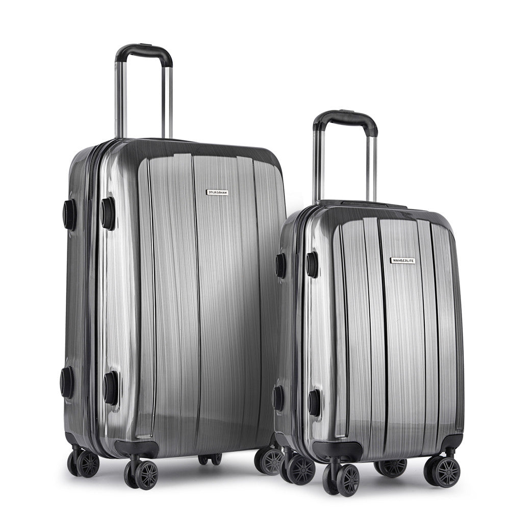 Set of 2 Premium Hard Shell Travel Luggage with TSA Lock - Grey