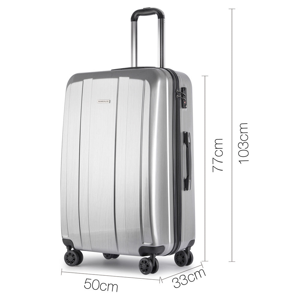 Hard Shell Travel Luggage with TSA Lock Silver