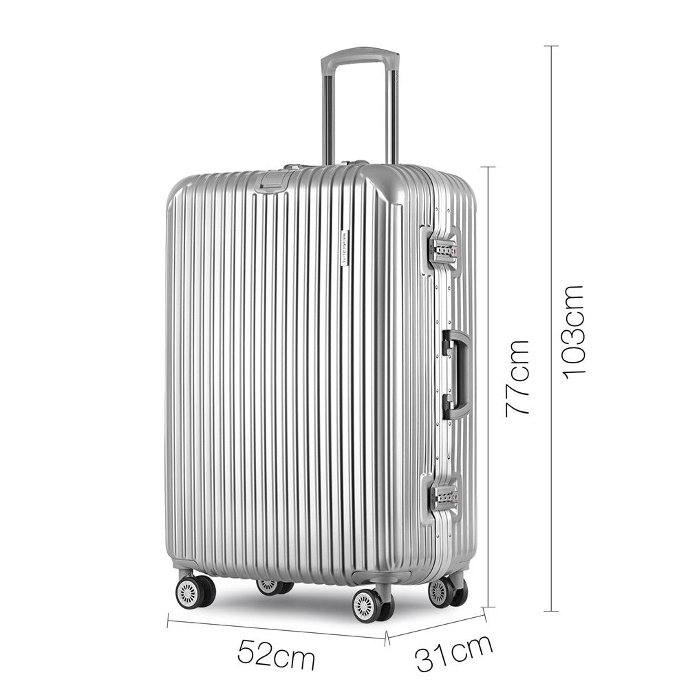 Hard Shell Travel Luggage with TSA Lock Silver