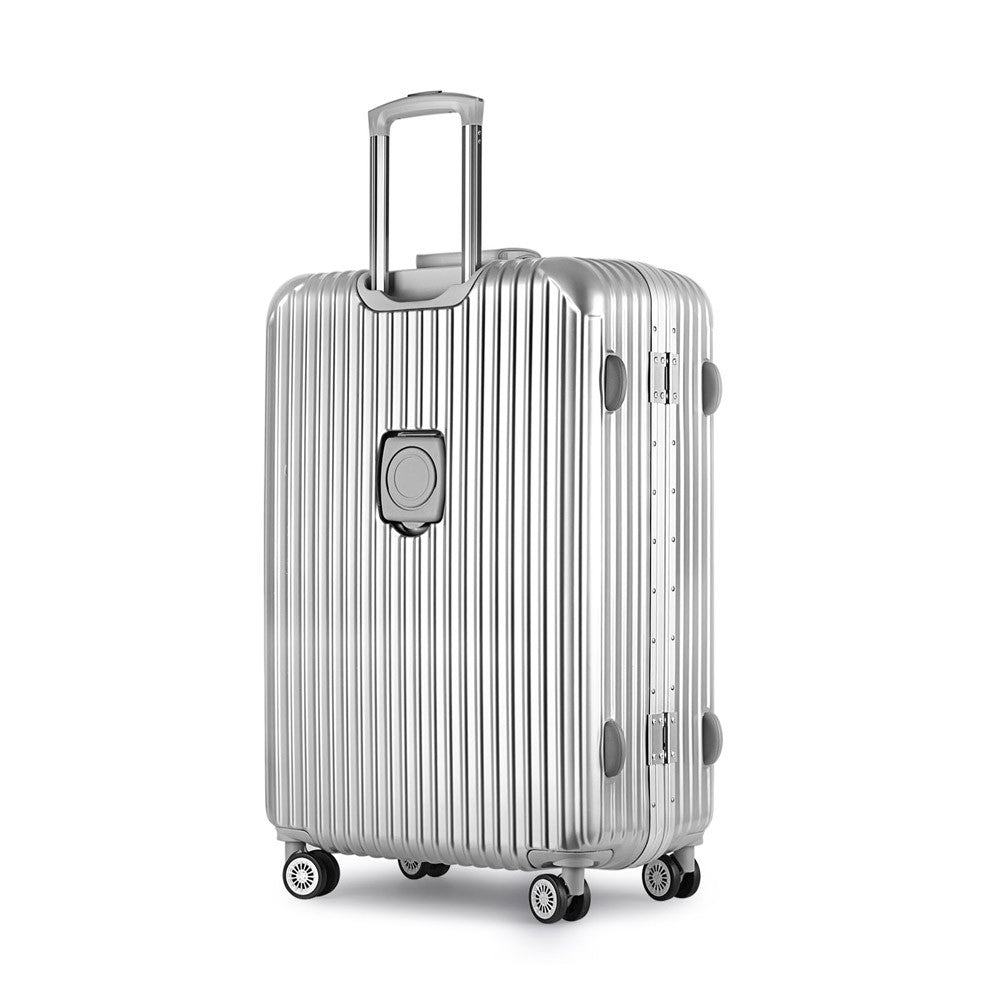 Hard Shell Travel Luggage with TSA Lock Silver