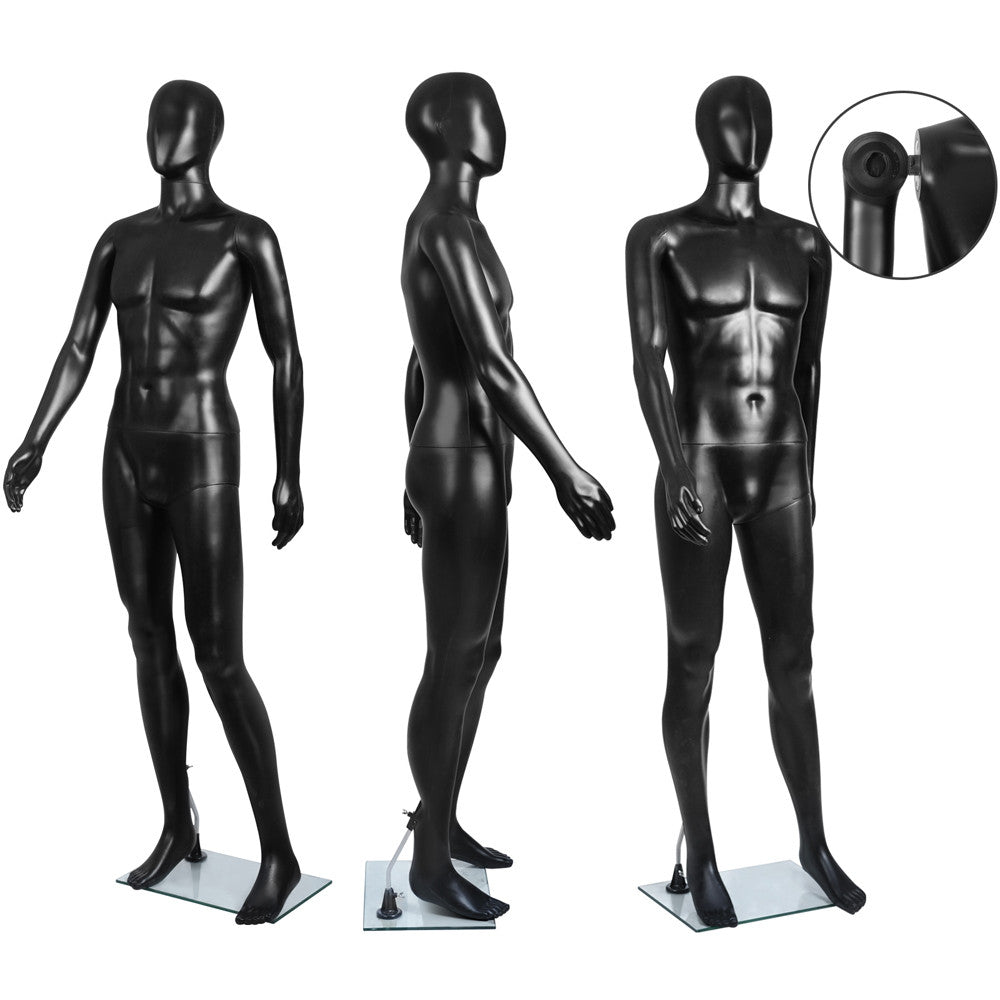 Full Body Male Mannequin Cloth Display Tailor Dressmaker Black 186cm