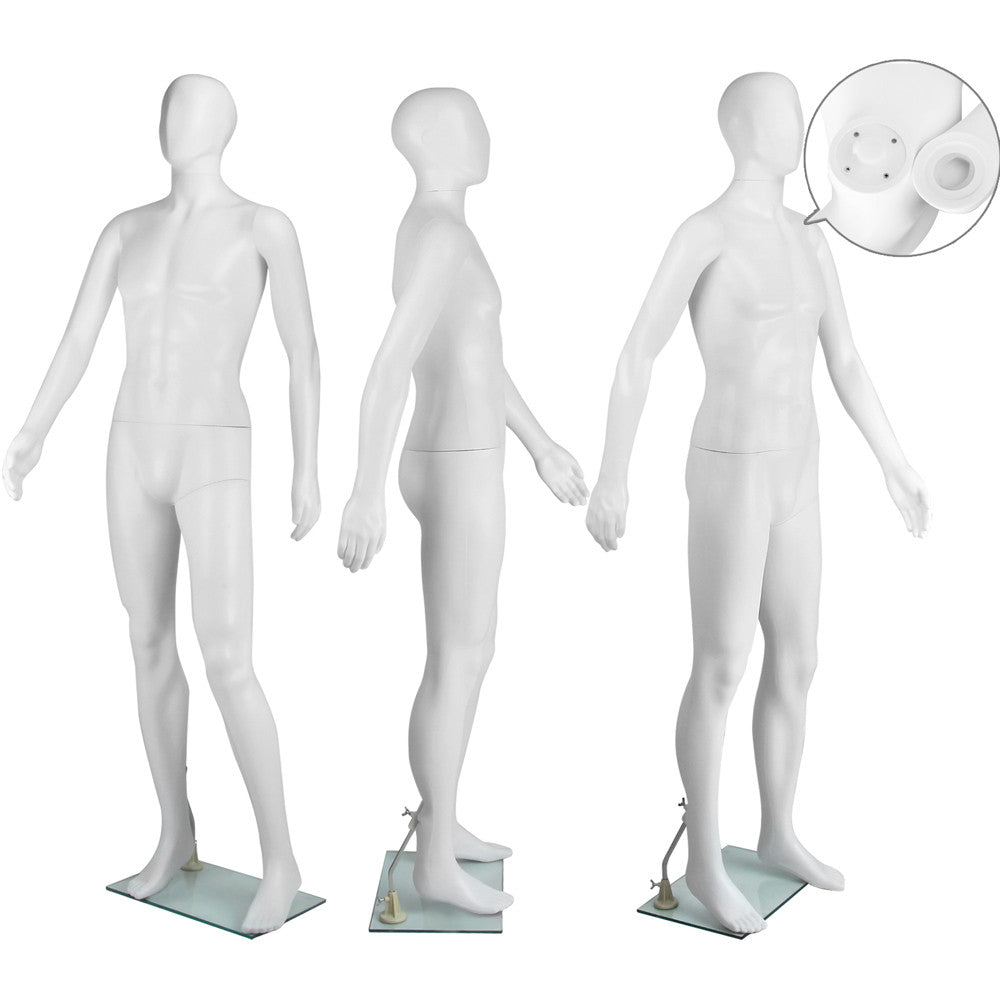 Full Body Male Mannequin Cloth Display Tailor Dressmaker White 186cm