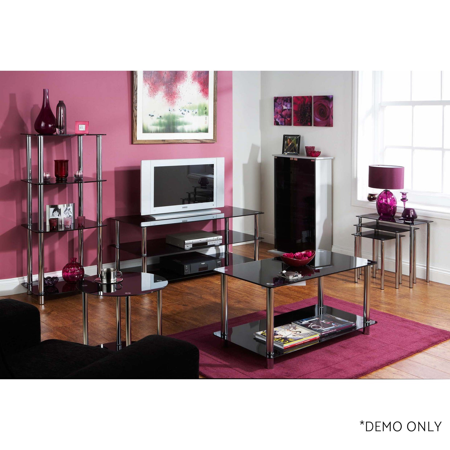 Amore Corner TV Unit 3 Shelf Black