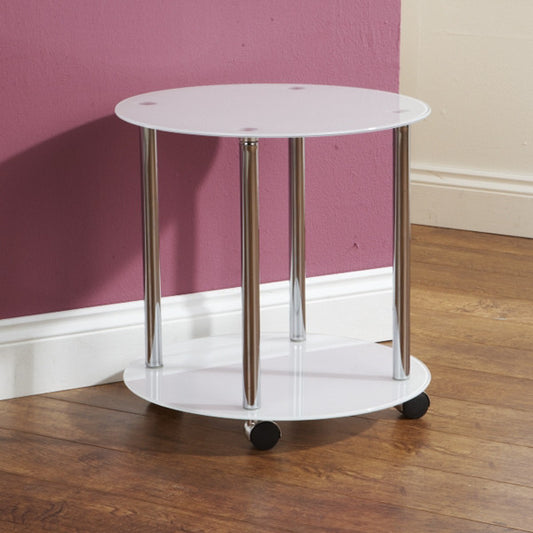 Amore Circular End Table White