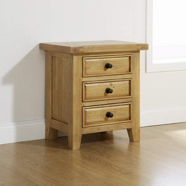 Tuscany 3 Drawer Bedside in Pine