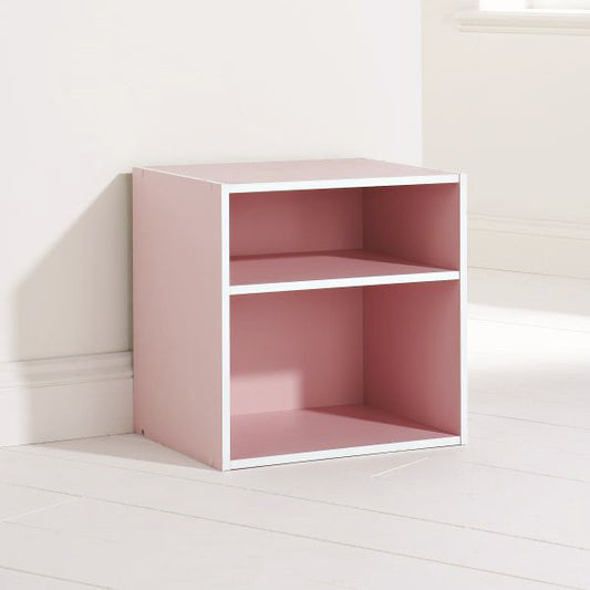 Storage Cube with 2 Shelves in Pink