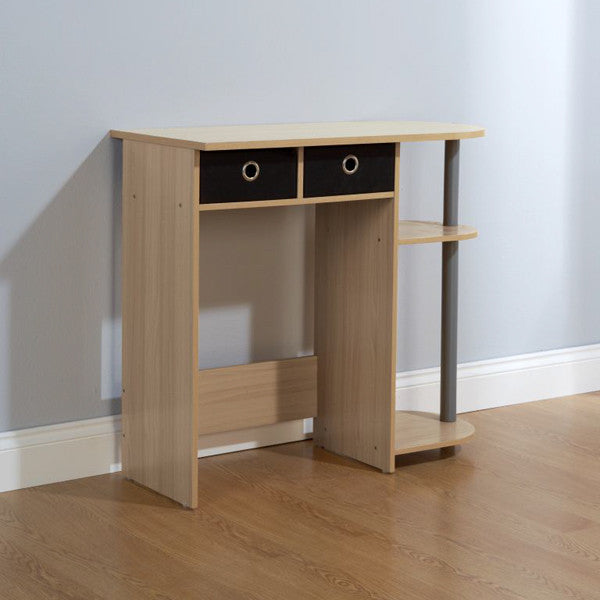 Jorvik PC Desk in Beech with Black Canvas Drawers