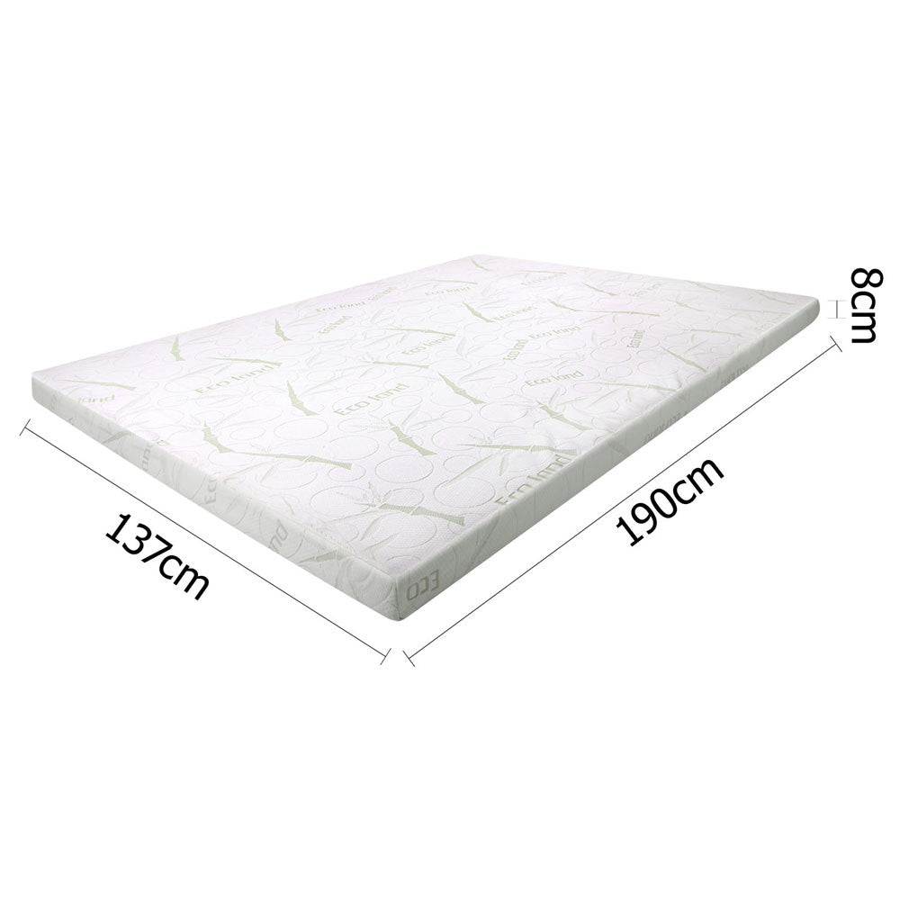 Cool Gel Memory Foam Mattress Topper w/ Bamboo Fabric Cover 8cm Double