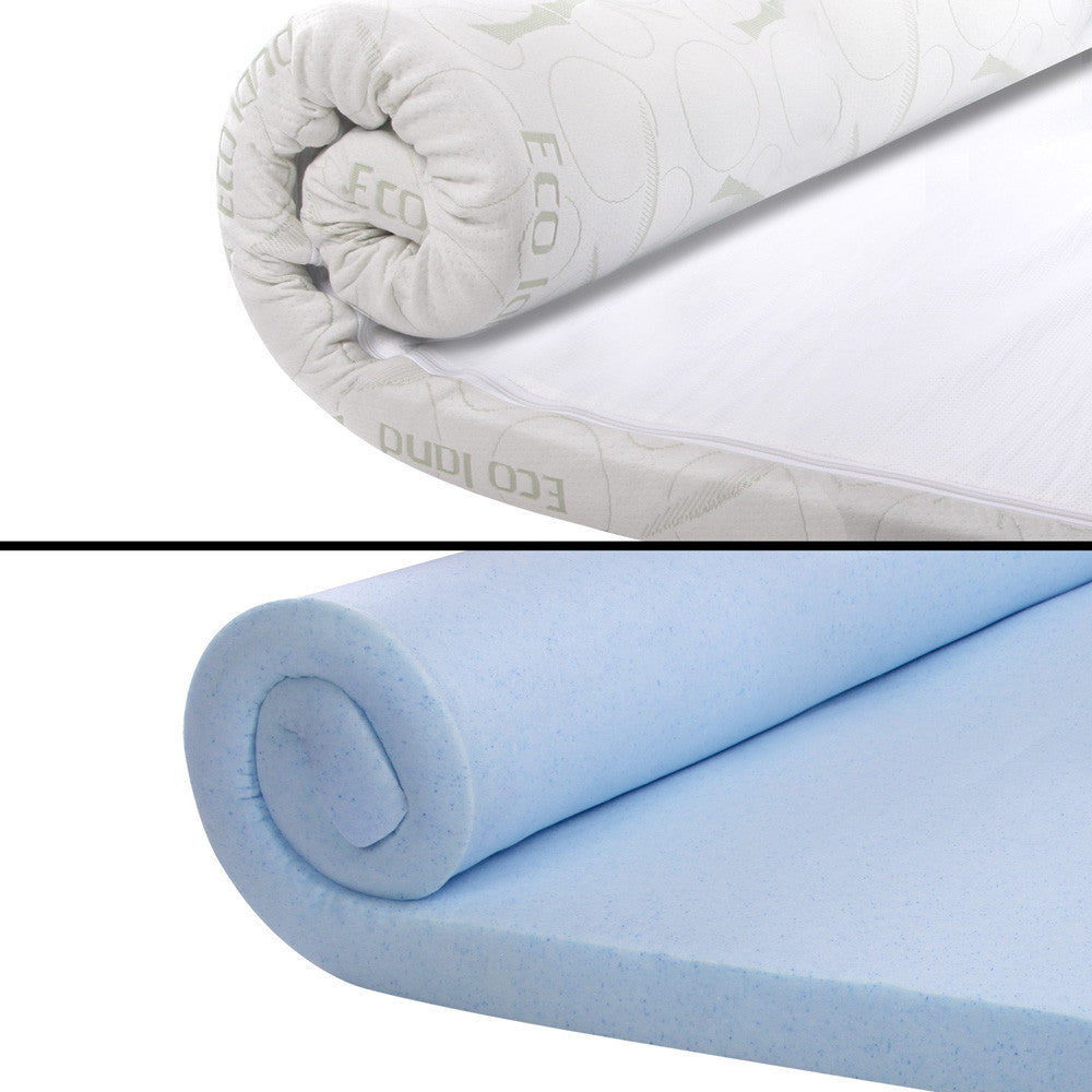 Cool Gel Memory Foam Mattress Topper w/ Bamboo Fabric Cover 8cm Double