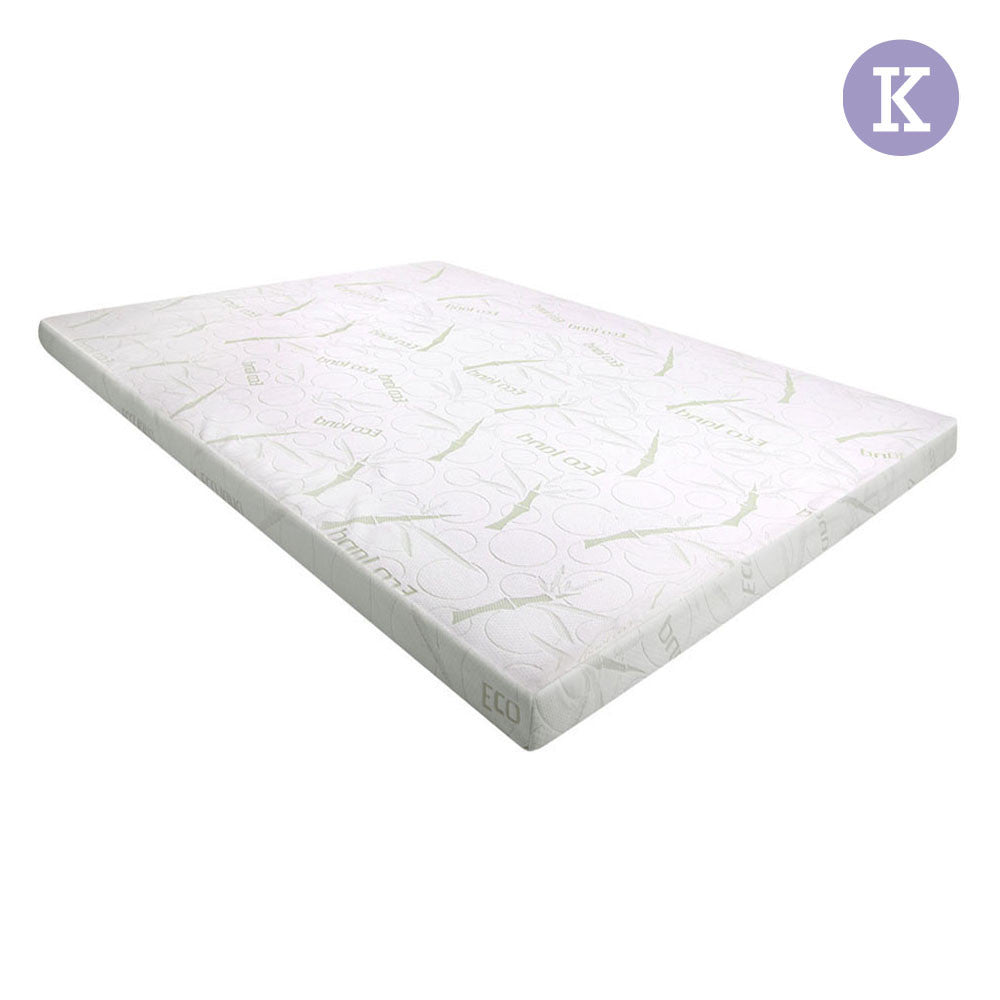 Cool Gel Memory Foam Mattress Topper w/ Bamboo Fabric Cover 8cm King