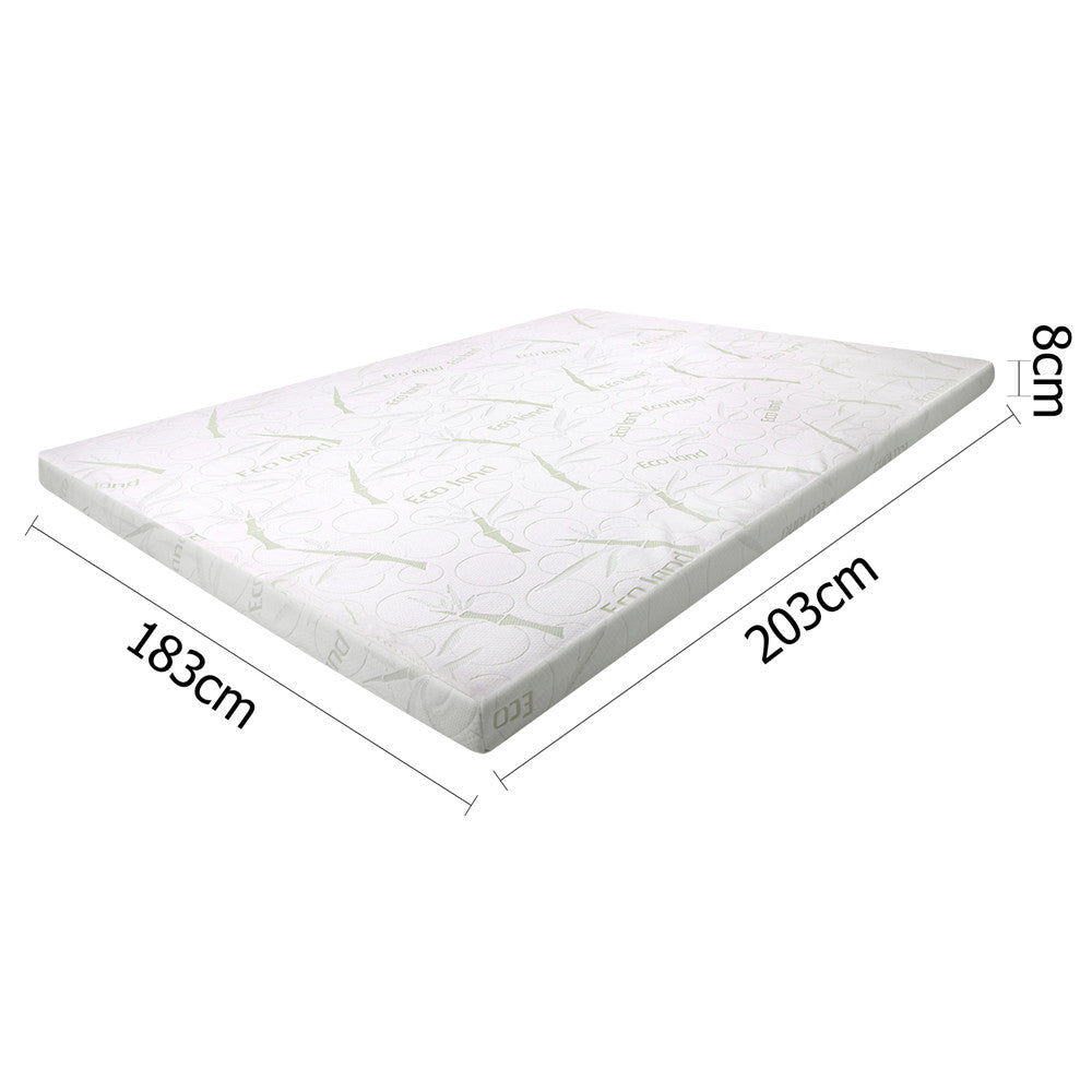 Cool Gel Memory Foam Mattress Topper w/ Bamboo Fabric Cover 8cm King