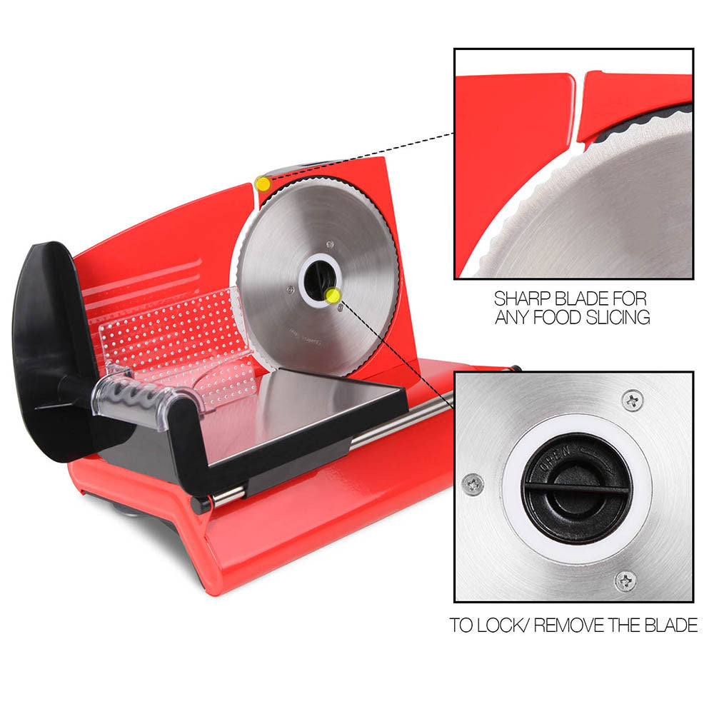 150W  Meat Slicer with Stainless Steel Blade - Red