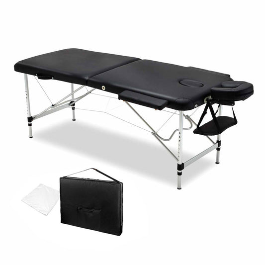 75cm Professional Aluminium Portable Massage Table - Black