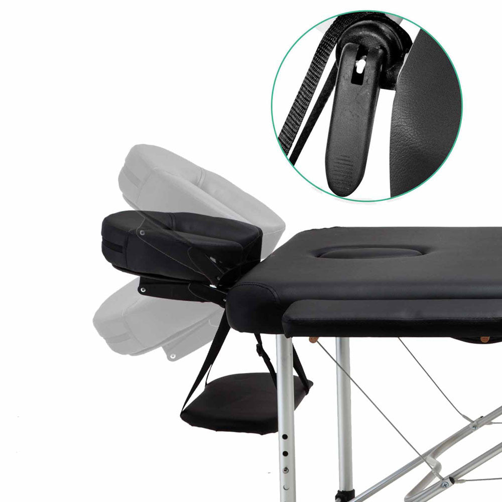 75cm Professional Aluminium Portable Massage Table - Black