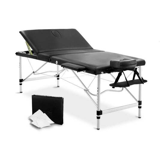 80cm Professional Aluminium Portable Massage Table - Black