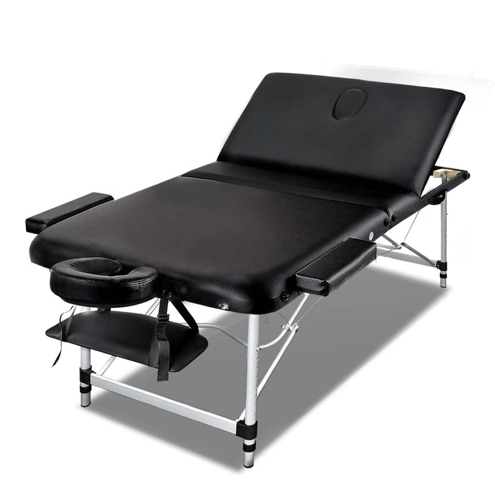 80cm Professional Aluminium Portable Massage Table - Black