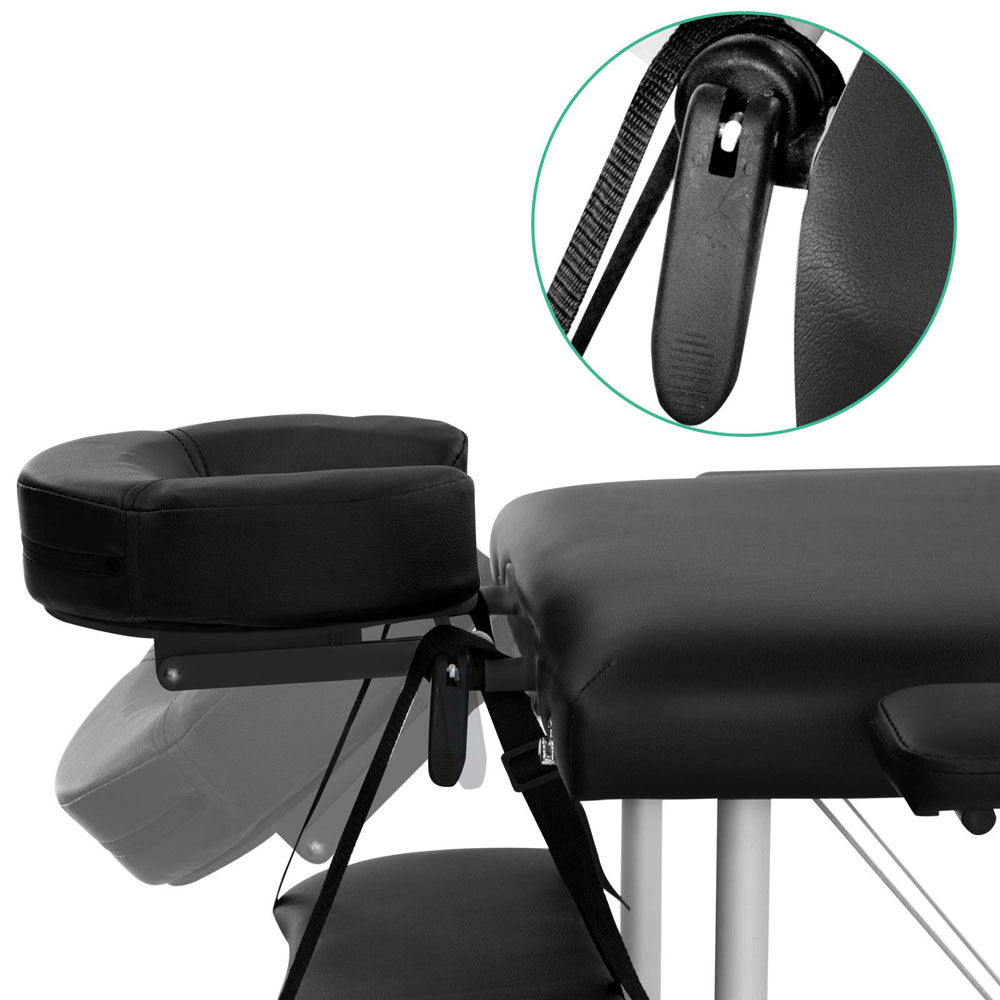 80cm Professional Aluminium Portable Massage Table - Black