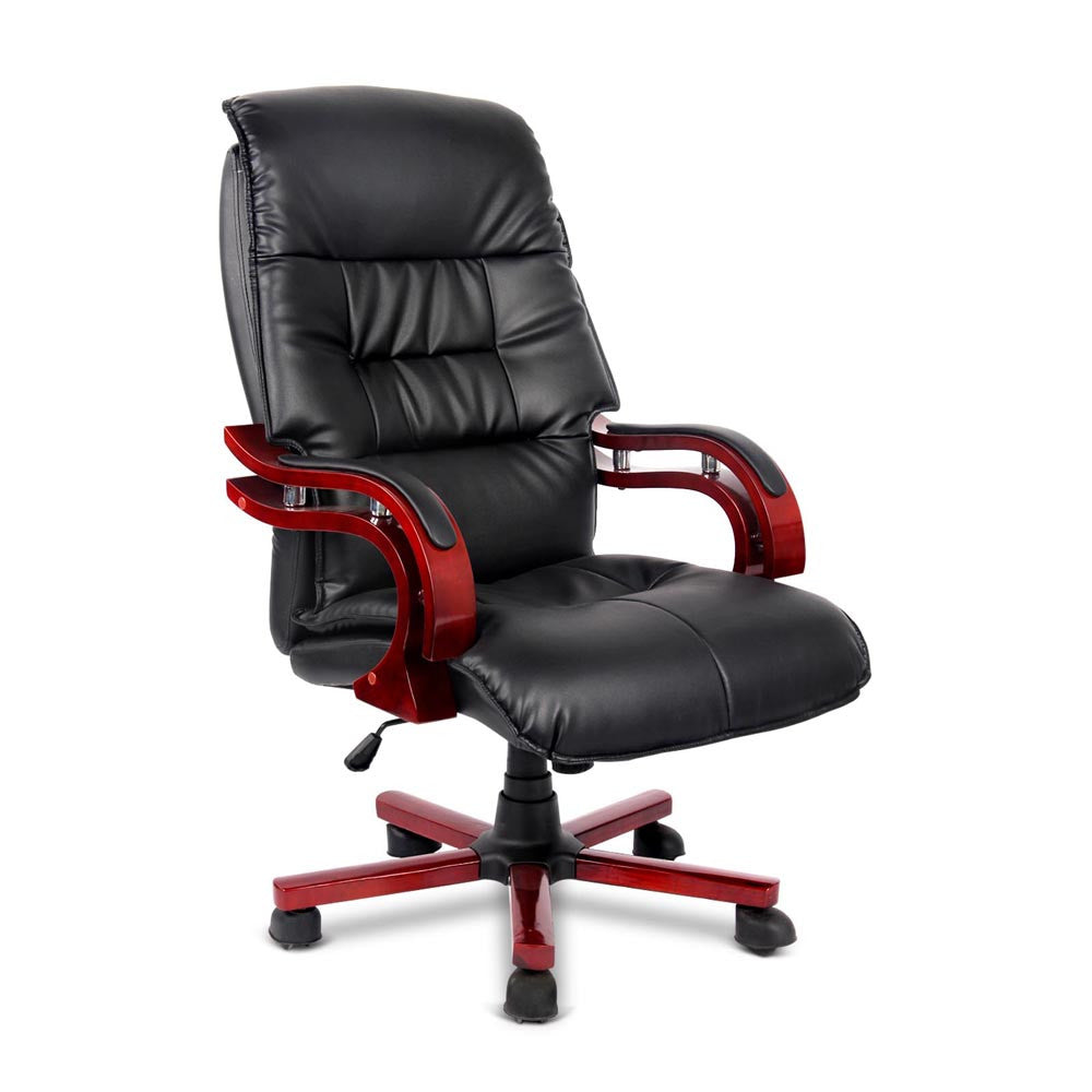 PU Leather & Wood Deluxe Office Chair