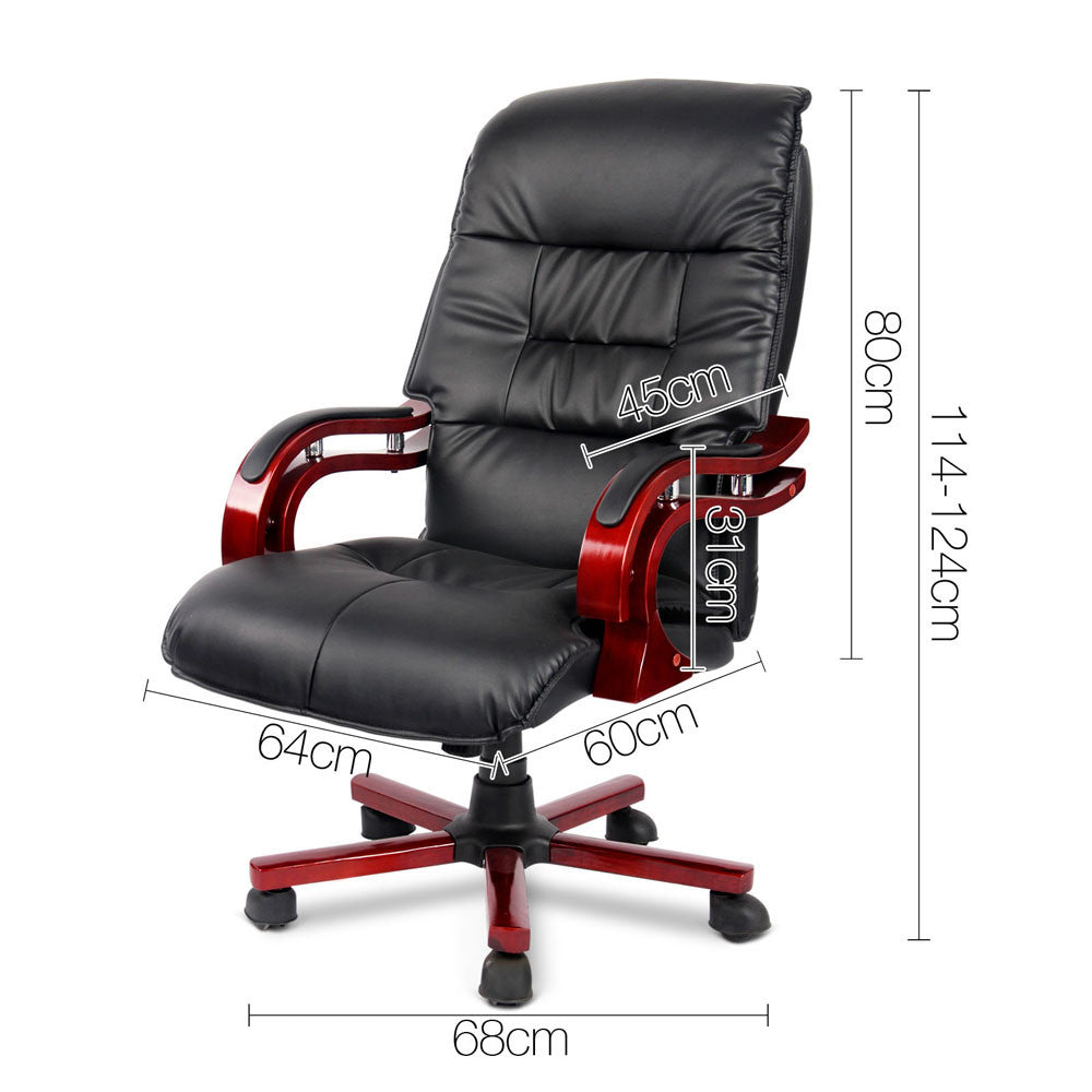 PU Leather & Wood Deluxe Office Chair