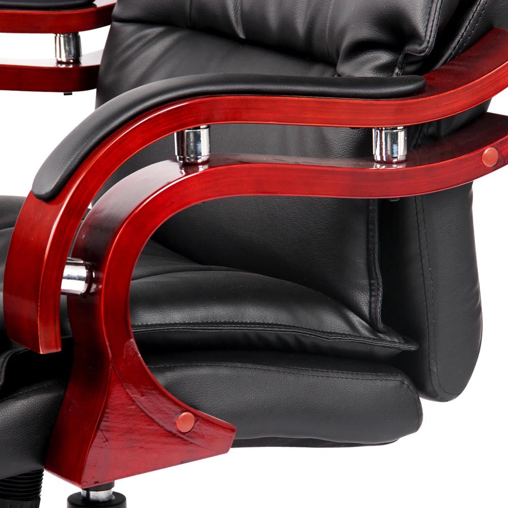 PU Leather & Wood Deluxe Office Chair