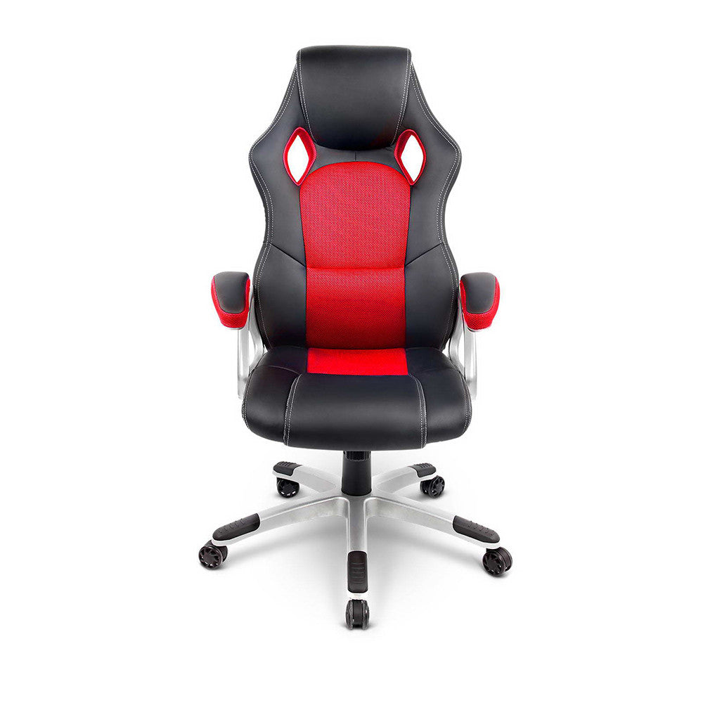 PU Leather & Mesh Racing Style Office Chair - Red