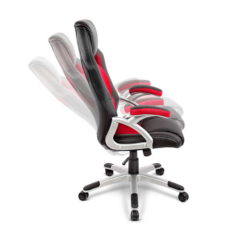 PU Leather & Mesh Racing Style Office Chair - Red