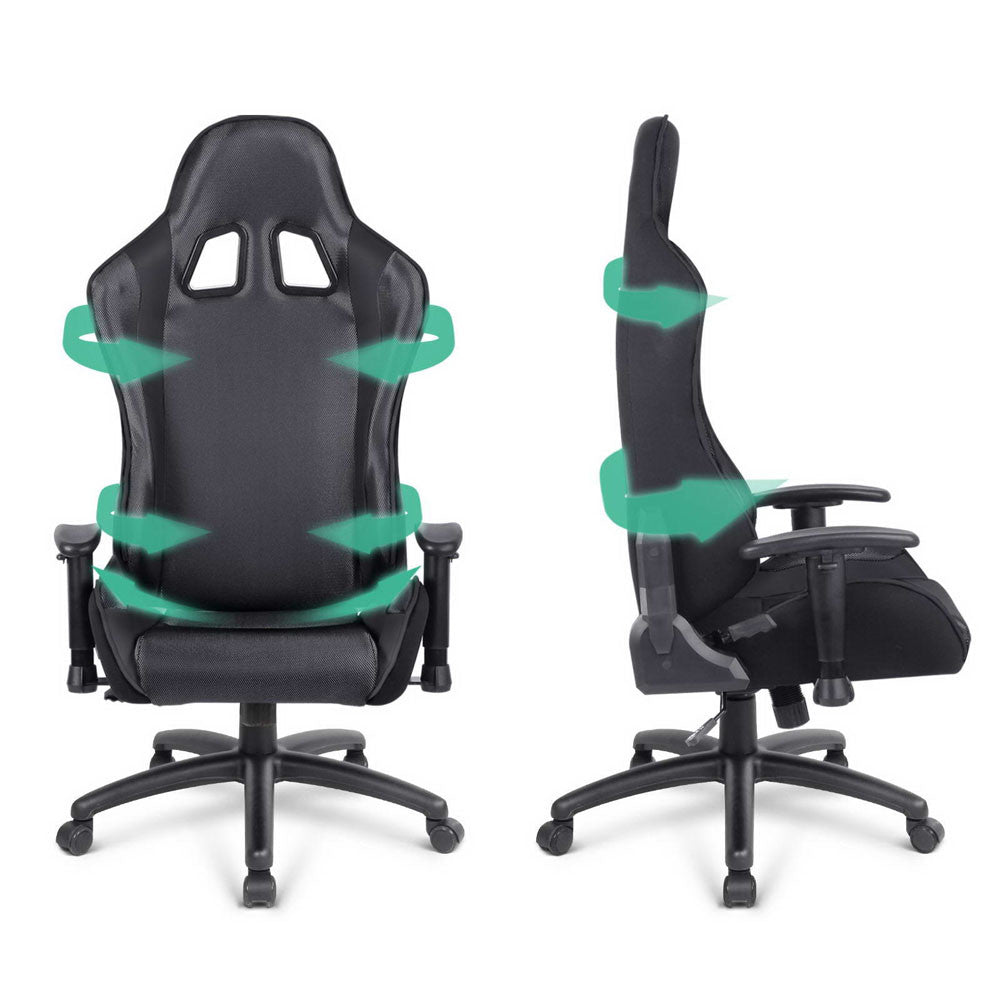 PU Leather & Mesh Reclining Office Desk Gaming Executive Chair - Black