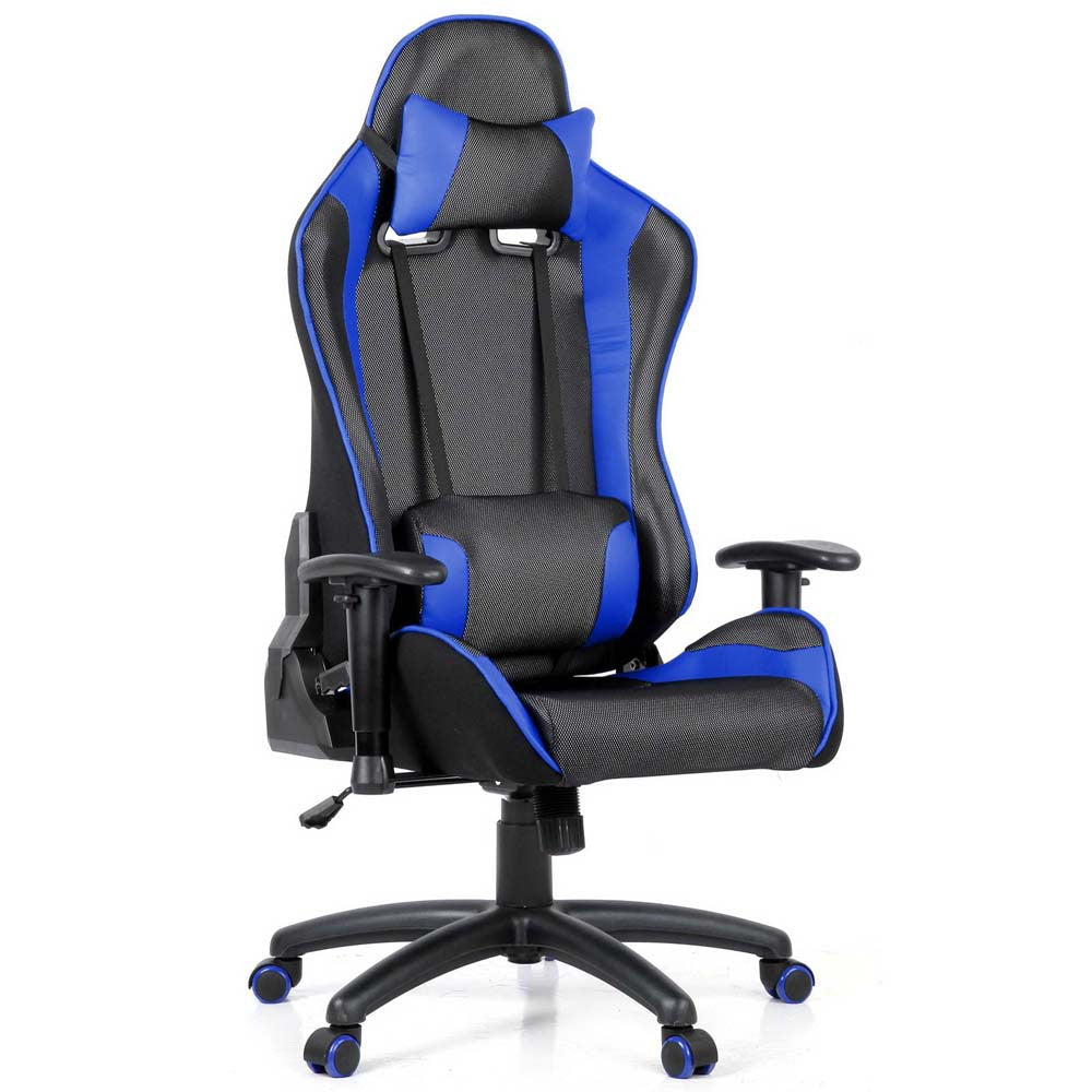 PU Leather & Mesh Reclining Office Desk Gaming Executive Chair - Blue